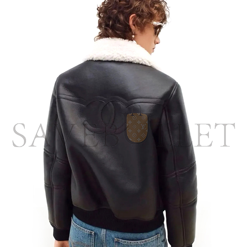 Ch**el JACKET SHEARLING LAMBSKIN BLACK & WHITE